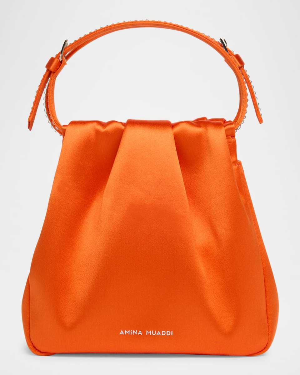 Vittoria Crystal Satin Bucket Bag